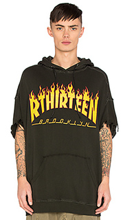 Printed oversized cut off hoodie - R13