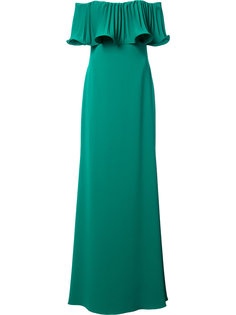 длинное платье с открытыми плечами Badgley Mischka