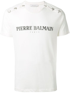 футболка с заклепками и логотипом Pierre Balmain