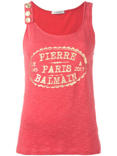 топ с принтом логотипа Pierre Balmain