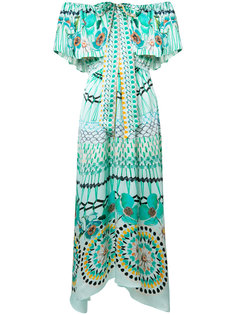 multi-print off-shoulders dress Temperley London