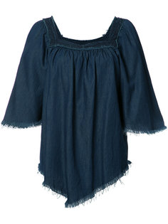 fringed denim blouse  NSF