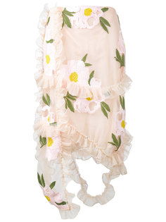 юбка с цветочной вышивкой  Simone Rocha