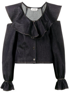 cut-out denim ruffle top Attico