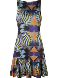 graphic flared dress Blue Man