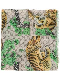 шарф с принтом тигров Gucci