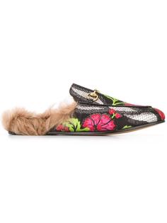 слиперы с меховой отделкой  Gucci