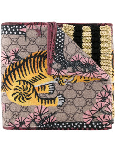 шарф с принтом-интарсией Бенгальских тигров Gucci