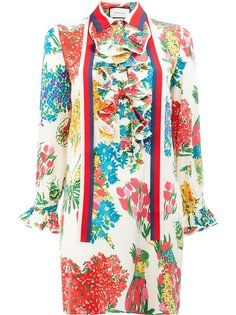 платье-рубашка с цветочным принтом  Gucci