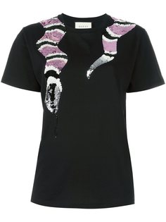 футболка с принтом змеи из пайеток  Gucci