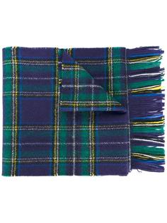 шарф в клетку с вышивкой пчелы Gucci