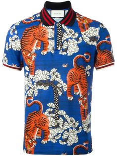 футболка-поло с принтом Бенгальских тигров Gucci