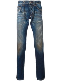джинсы прямого кроя с потертой отделкой Philipp Plein
