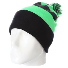 Шапка с помпоном Volcom Stripe Rollover Beanie Electric Green