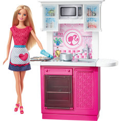 Кукла + Комплект мебели "Роскошная кухня", Barbie Mattel