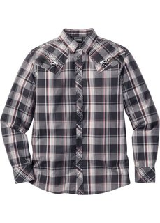 Рубашка Slim Fit с длинным рукавом (красный в клетку) Bonprix