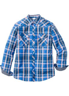 Рубашка Regular Fit с длинным рукавом (синий в клетку) Bonprix