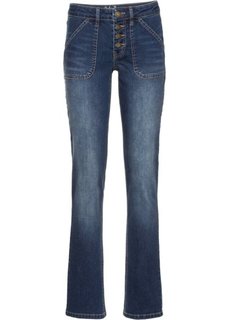 Прямые стрейтчевые джинсы, высокий рост (L) (темно-синий) Bonprix