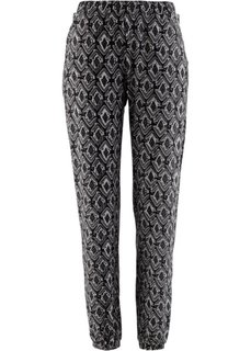Трикотажные брюки с принтом (черный) Bonprix