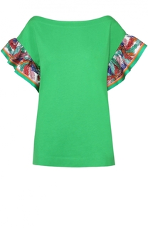 Топ прямого кроя с контрастными шелковыми рукавами Emilio Pucci