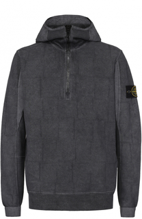 Хлопковая толстовка с капюшоном и воротником на молнии Stone Island