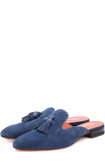Замшевые сабо с кисточками Santoni