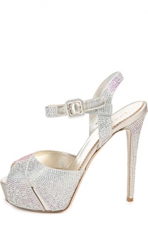 Кожаные босоножки с кристаллами Swarovski Le Silla