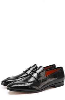 Кожаные пенни-лоферы с тиснением Santoni