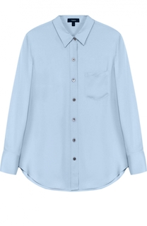 Шелковая блуза прямого кроя с накладным карманом Theory