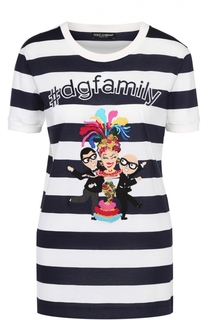 Футболка прямого кроя в контрастную полоску с яркой нашивкой Dolce &amp; Gabbana