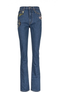 Прямые джинсы с завышенной талией и вышивкой Marc Jacobs