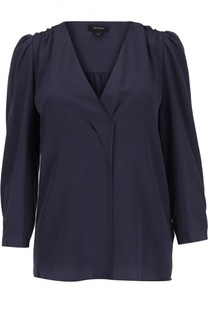 Шелковая блуза с укороченным рукавом и V-образным вырезом Marc Jacobs