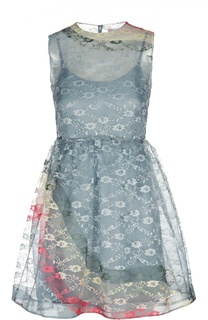 Полупрозрачное кружевное мини-платье без рукавов REDVALENTINO