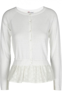 Кардиган с баской и кружевной спинкой REDVALENTINO