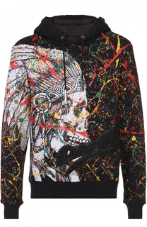 Хлопковая толстовка с контрастным принтом и капюшоном Philipp Plein