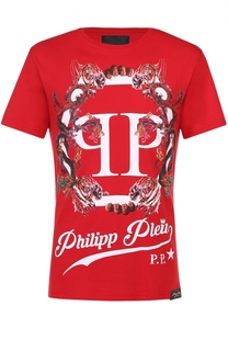 Хлопковая футболка с контрастным принтом Philipp Plein