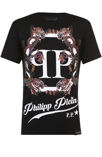 Хлопковая футболка с контрастным принтом Philipp Plein