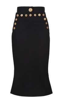 Облегающая юбка с контрастными декорированными пуговицами Dolce &amp; Gabbana