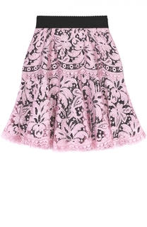 Кружевная мини-юбка с контрастным поясом Dolce &amp; Gabbana