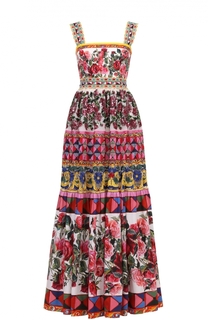 Приталенный сарафан-макси с ярким принтом Dolce &amp; Gabbana