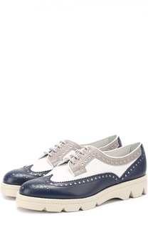 Кожаные дерби на массивной подошве Santoni