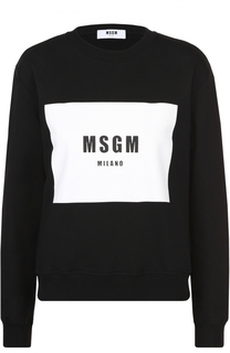 Хлопковый свитшот с контрастным логотипом бренда MSGM