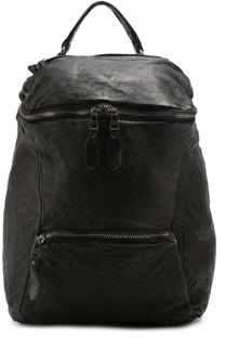 Кожаный рюкзак с внешним карманом на молнии  с эффектом крэш Giorgio Brato