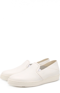Кожаные слипоны с прострочкой Santoni
