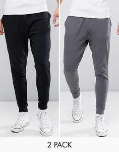 Набор из 2 пар суженных книзу джоггеров (серые/черные) ASOS - СКИДКА - Мульти