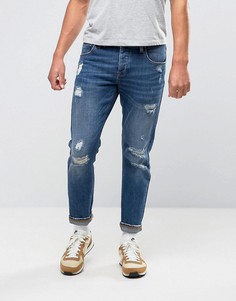 Рваные эластичные джинсы слим ASOS - Синий