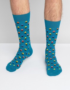 Носки в мелкий ромбик Happy Socks - Синий