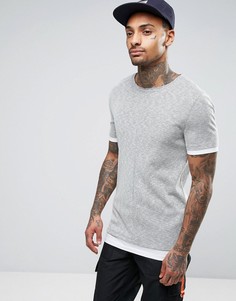 Серая обтягивающая футболка с удлиненным подолом ASOS - Серый