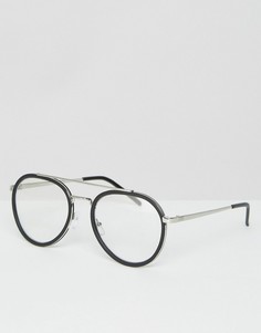 Круглые очки-авиаторы с прозрачными стеклами ASOS - Черный