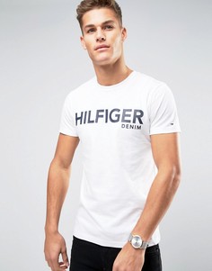 Белая футболка с крупным логотипом Hilfiger Denim - Белый